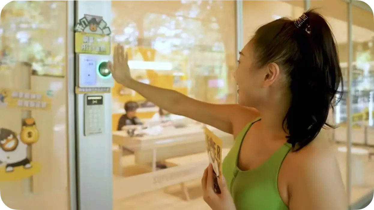 Palm-based check-in at SUPERMONKEY fitness studio